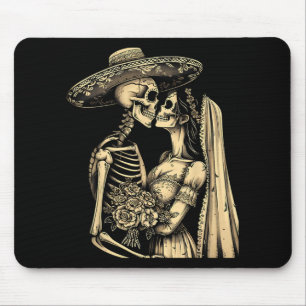 Mousepad Dia De Muertos Sugar Skull Casal Skeleton Bride W