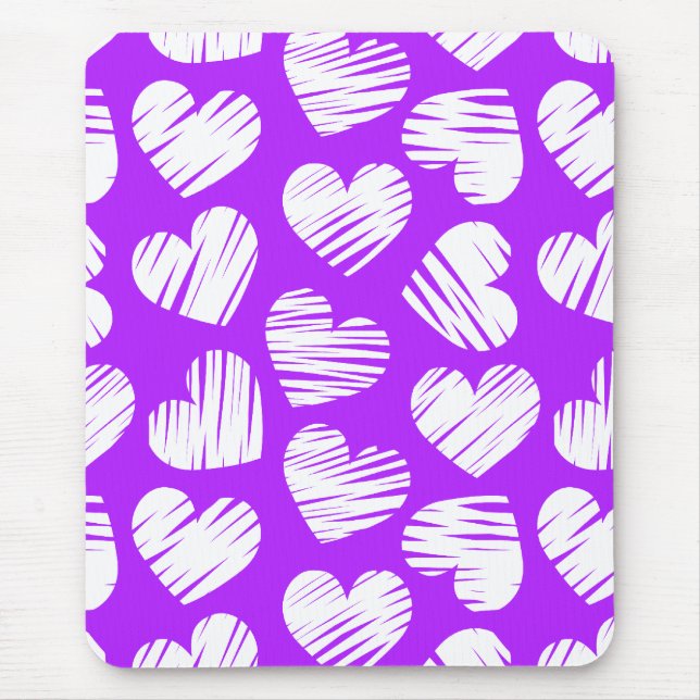 Mousepad Dia de os namorados Cardíaco Branco Roxo Moderno (Frente)