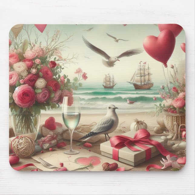 Mousepad Dia de os namorados costeiro/náutico (Frente)