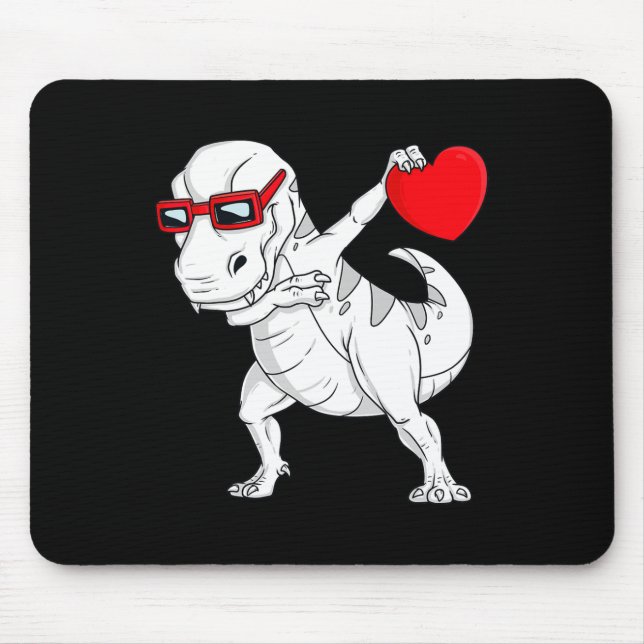 Mousepad Dia de os namorados Dabbing Dinossaur T Rex Hearys (Frente)