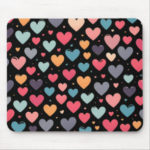 Mousepad Dia de os namorados de corações coloridos