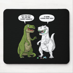 Mousepad Dia de os namorados Dinossauro T Rex Divertimento 