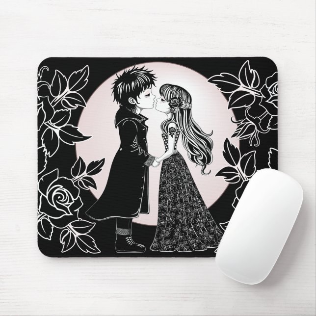 Mousepad Dia de os namorados Gótico Beijo Gótico (Com mouse)