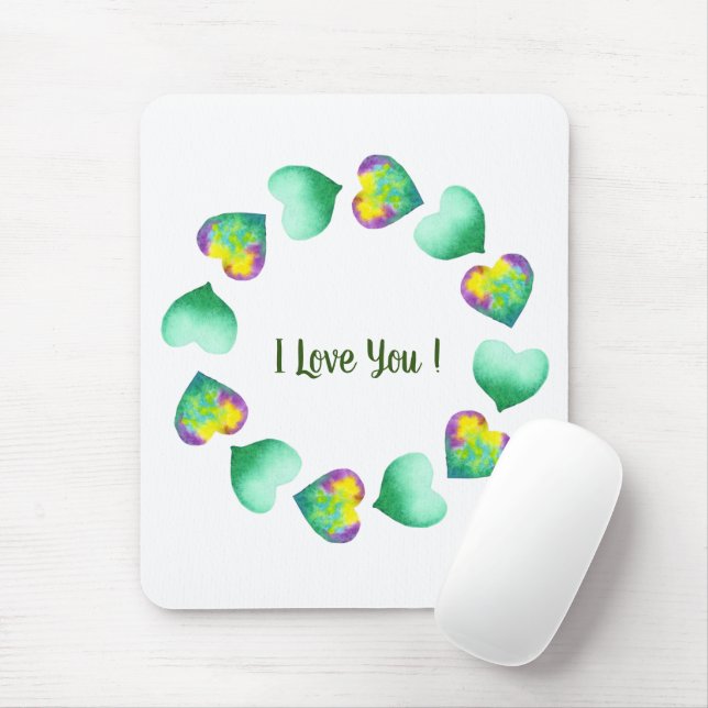 Mousepad Dia de os namorados Verde Romântico de Cores Aquát (Com mouse)