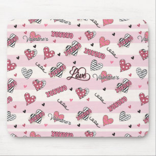 Mousepad Dia de os namorados XOXO na moda, Padrão