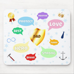 Mousepad Dia de os pais Melhor Pai Palavras Nuvens Rei Coro