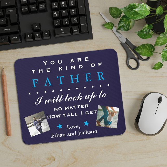 Mousepad Dia de os pais Sentimental de Foto ou Aniversário (Father's Day or Dad's Birthday custom photo mousepad gift.)