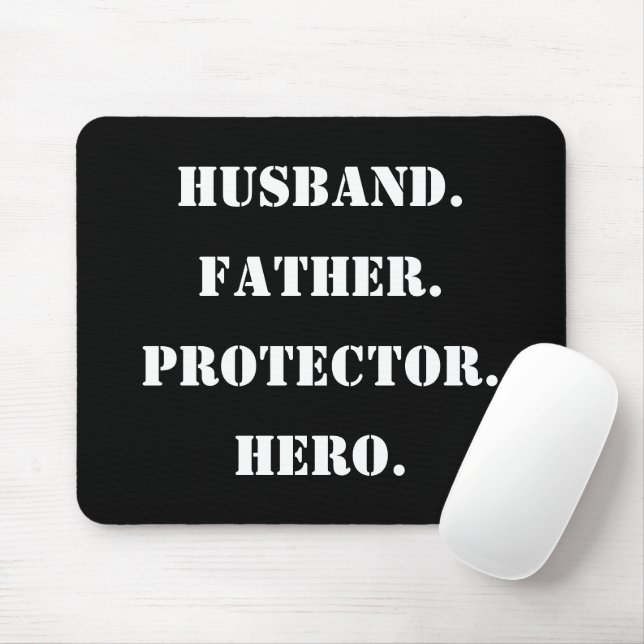 Mousepad Dia de os pais Stencil Marido Padre Protetor Herói (Com mouse)