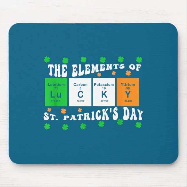Mousepad Dia de Patrick Elementos Divertidos da Tabela Peri (Frente)