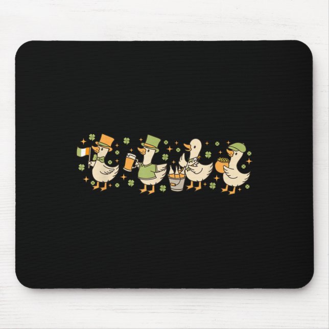 Mousepad Dia de Patrick, Ganso Engraçado, Trevo, Camiseta P (Frente)