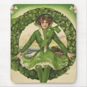 Mousepad Dia de Patrick, Wreath com o lago irlandês