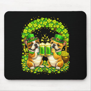 Mousepad Dia de São Patrício Bulldog Irlandês Cerveja Trevo
