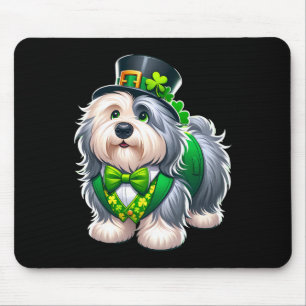 Mousepad Dia de São Patrício Cão de Ovelha Inglês Leprechau