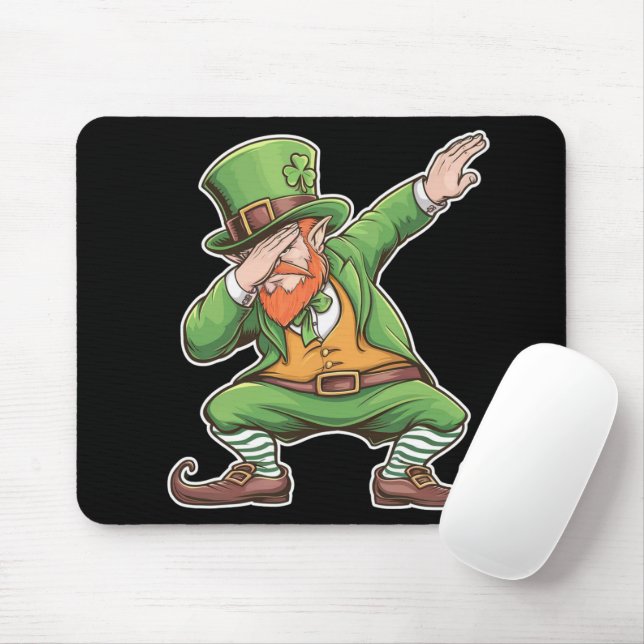 Mousepad Dia de São Patrício Dab Dabbing Leprechaun Verde (Com mouse)
