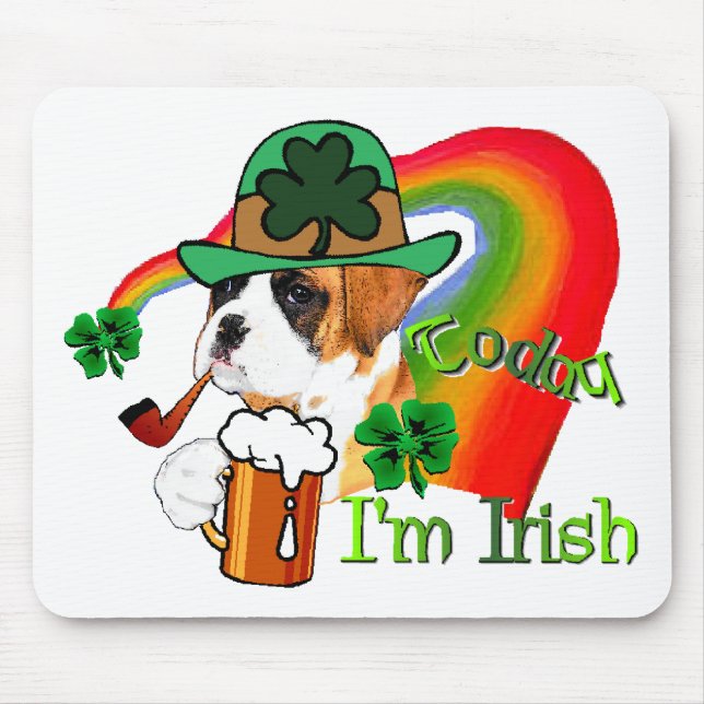 Mousepad Dia de São Patrício de Cachorro Boxer (Frente)