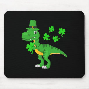 Mousepad Dia de São Patrício Dinossauro Trevo Chapéu Leprec