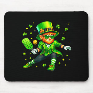 Mousepad Dia de São Patrício duende jogando pickleball espo