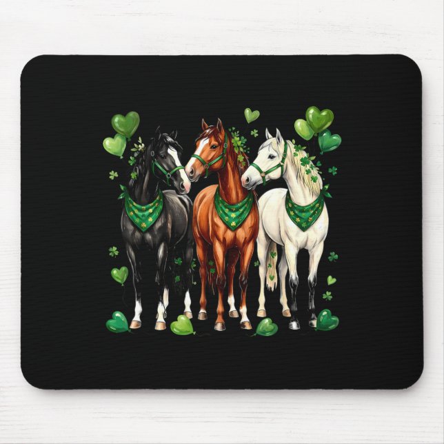 Mousepad Dia de São Patrício equestre três cavalos com (Frente)