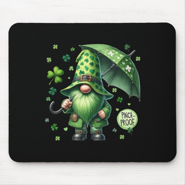 Mousepad Dia de São Patrício Gnomo Com Barba Verde Pinça Di (Frente)