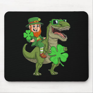 Mousepad Dia de São Patrício Leprechaun Andando T Rex Diver