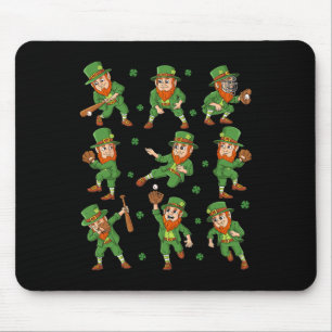 Mousepad Dia de São Patrício Leprechaun Baseball Player Boy