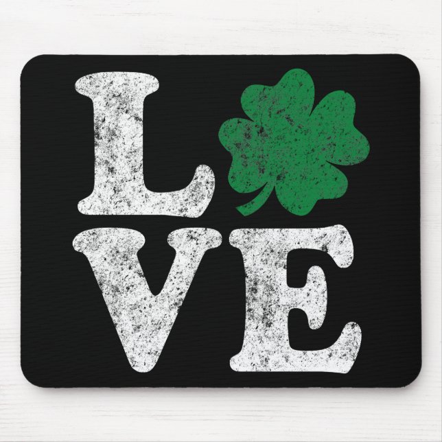 Mousepad Dia de São Patrício LOVE Shamrock Irish (Frente)