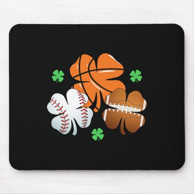 Mousepad Dia de São Patrício Shamrock Basball Baseball Iris (Frente)