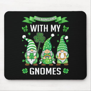 Mousepad Dia de São Patrício Shamrock Sortudo Leopardo Gnom