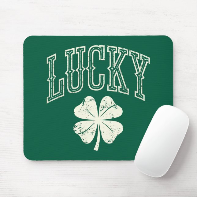 Mousepad Dia de São Patrício Vintage Lucky Clover (Com mouse)
