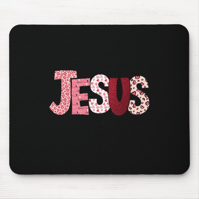 Mousepad Dia de São Valentim Cristão Jesus Religioso  (Frente)