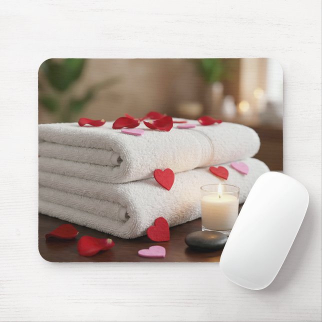 Mousepad Dia de Spa do Dia dos Namorados Com Corações (Com mouse)