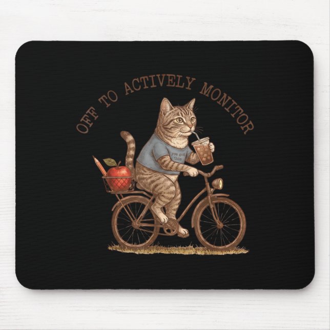 Mousepad Dia de Testes de Gatos Engraçados para Monitorar A (Frente)