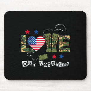 Mousepad Dia de Veteranos Amor Orgulho Militar Bandeira Ame