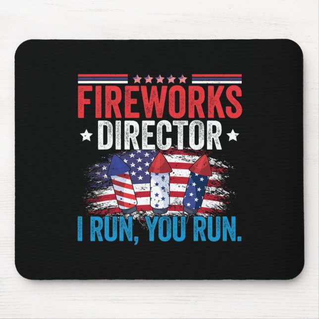 Mousepad Dia do diretor do Fireworks Eu o executo 4 de julh (Frente)