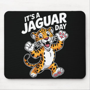 Mousepad Dia do Jaguar Fofo Desenho Animado Animal Selva