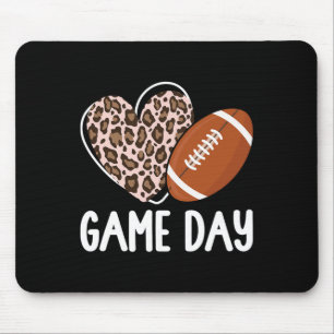 Mousepad Dia do Jogo de Futebol Mulheres Leopardo Cheetah