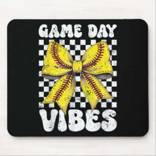 Mousepad Dia do Jogo Vibes Arco Coquette Softball Mama Soft