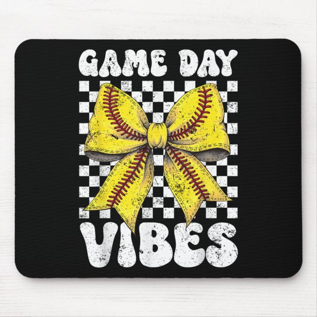Mousepad Dia do Jogo Vibes Arco Coquette Softball Mama Soft (Frente)