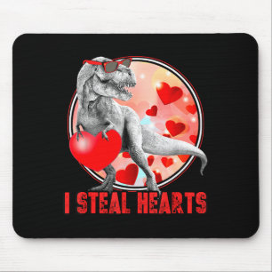 Mousepad Dia dos Namorados Dinossauro T Rex Roubo Corações
