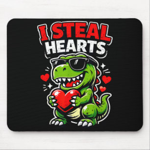 Mousepad Dia dos Namorados Eu Roubo Corações T-rex