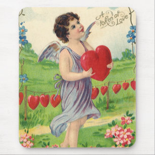 Mousepad Dia dos Namorados Vintage, Anjo Vitoriano com Cora