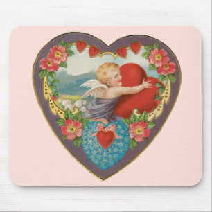 Mousepad Dia dos Namorados Vintage, Corações de Querubim Vi