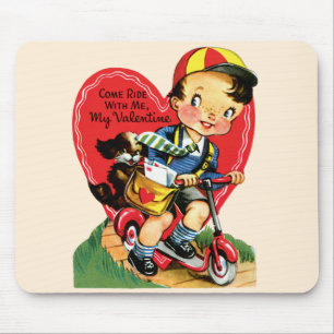 Mousepad Dia dos Namorados Vintage Fofo, Menino em uma Lamb