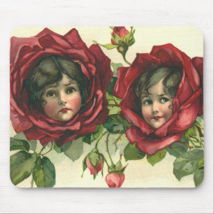 Mousepad Dia dos Namorados Vintage, Rostos Vitorianos em Ro