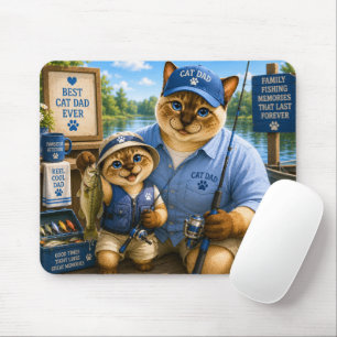 Mousepad Dia dos Pais para Amantes de Pesca Pai de Gato