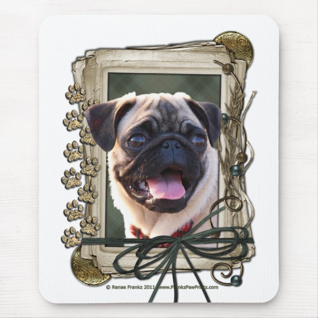 Mousepad Dia dos pais - patas de pedra - Pug (Frente)