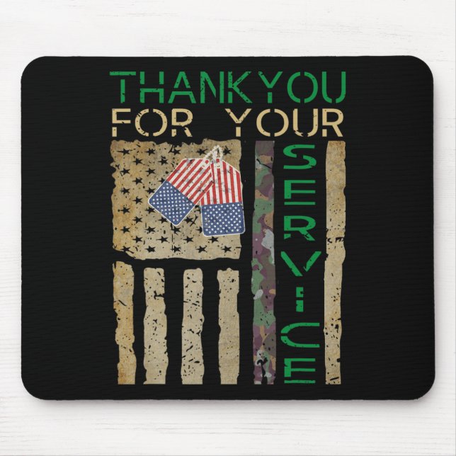Mousepad Dia dos Veteranos Obrigado pelo seu Serviço Soldad (Frente)