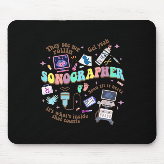 Mousepad Dia Nacional da Enfermeira Ultrasom Tech Sonograph (Frente)