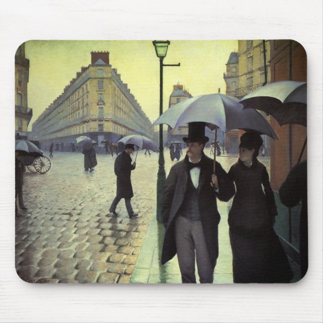 Mousepad Dia Rainy da Rua Paris por Gustave Caillebotte (Frente)