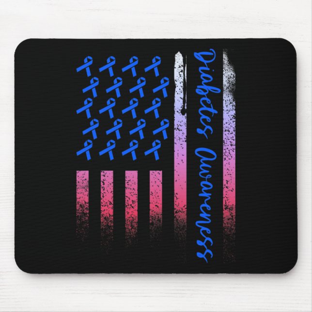 Mousepad Diabetes Consciência Azul Fita Americana Bandeira  (Frente)